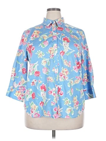 Chaps 3/4 Sleeve Button-Down Shirt (view 1)