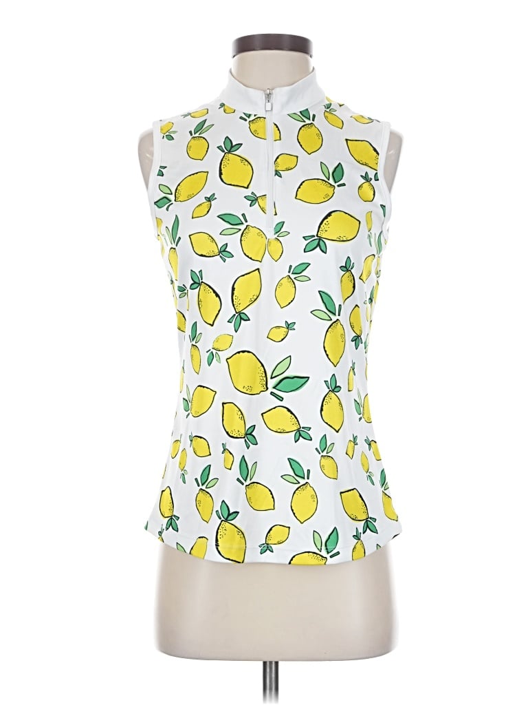 Pre-owned Pga Tour Tank Top Yellow Halter Neckline Tops