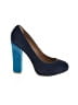 Ann Taylor 100% Leather Color Block Blue Heels Size 7 1/2 - photo 1