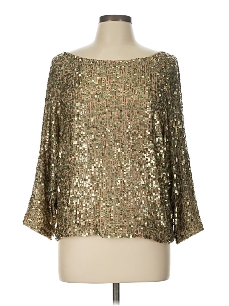 Pre-owned Vince 3/4 Sleeve Blouse In Gold