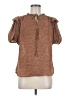 Mine 100% Polyester Brown Short Sleeve Blouse Size M - photo 1
