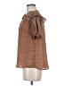 Mine 100% Polyester Brown Short Sleeve Blouse Size M - photo 5