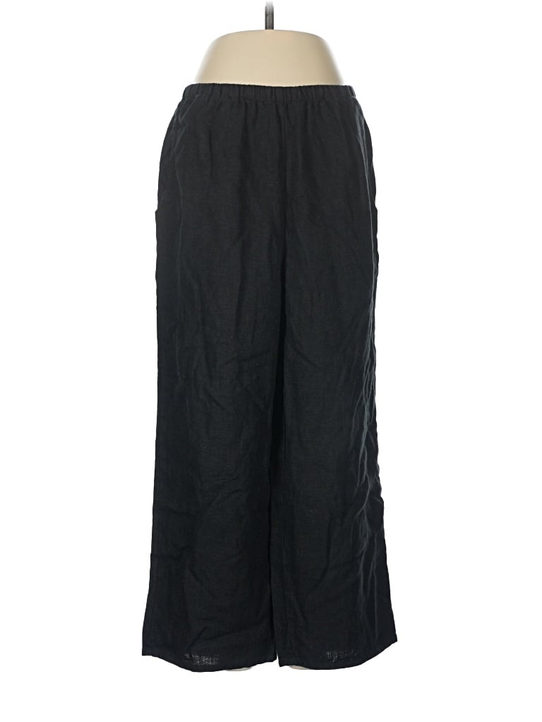 Pre-owned Flax Linen Pants In Black