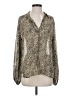 AaKaa 100% Polyester Animal Print Tan Long Sleeve Blouse Size S - photo 1