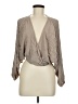 American Threads 100% Rayon Tan Long Sleeve Blouse Size M - photo 1