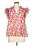 Michelle McDowell 100% Polyester Red Short Sleeve Blouse Size L - photo 1