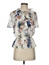 Ted Baker London 100% Polyester Floral Ivory Short Sleeve Blouse Size 2 (0) - photo 1