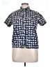 British Khaki Print Blue Short Sleeve Button-Down Shirt Size 14 - photo 1