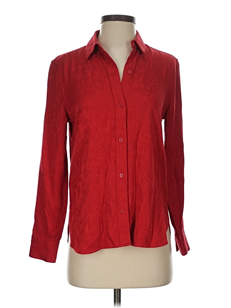 Pre-owned Equipment Long Sleeve Blouse In Red