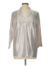 Calvin Klein Metallic Silver 3/4 Sleeve Blouse Size L - photo 1