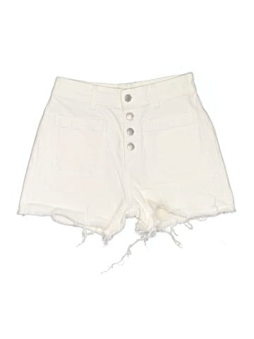 Madewell High-Rise Denim Boyshorts in Tile White: Button-Through Edition (view 1)