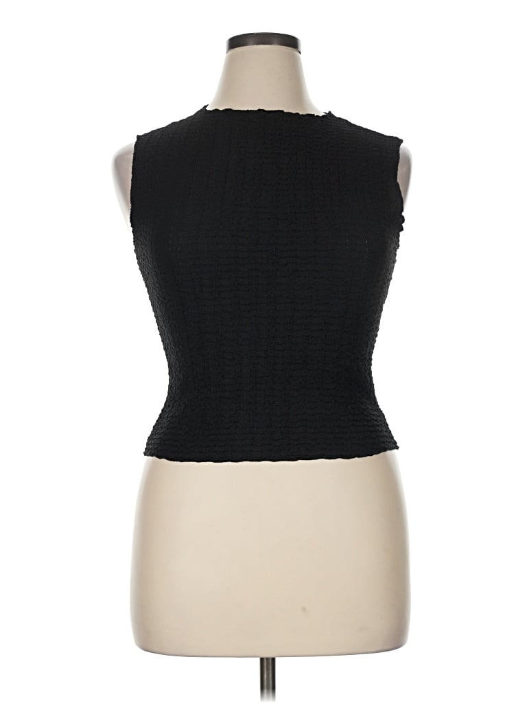 Pre-owned Good Luck Gem Sleeveless Top Black Halter Neckline Tops