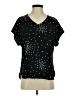 Cato 100% Polyester Stars Black Short Sleeve Blouse Size S - photo 1