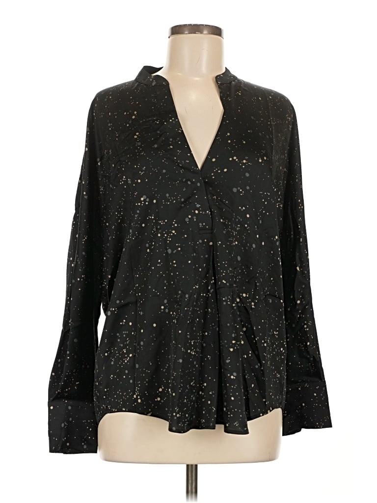 Pre-owned Vince Long Sleeve Blouse In Black