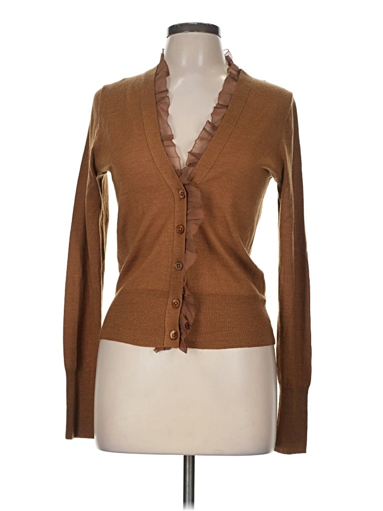 Pre-owned Jcrew Wool Cardigan Sweater In Brown