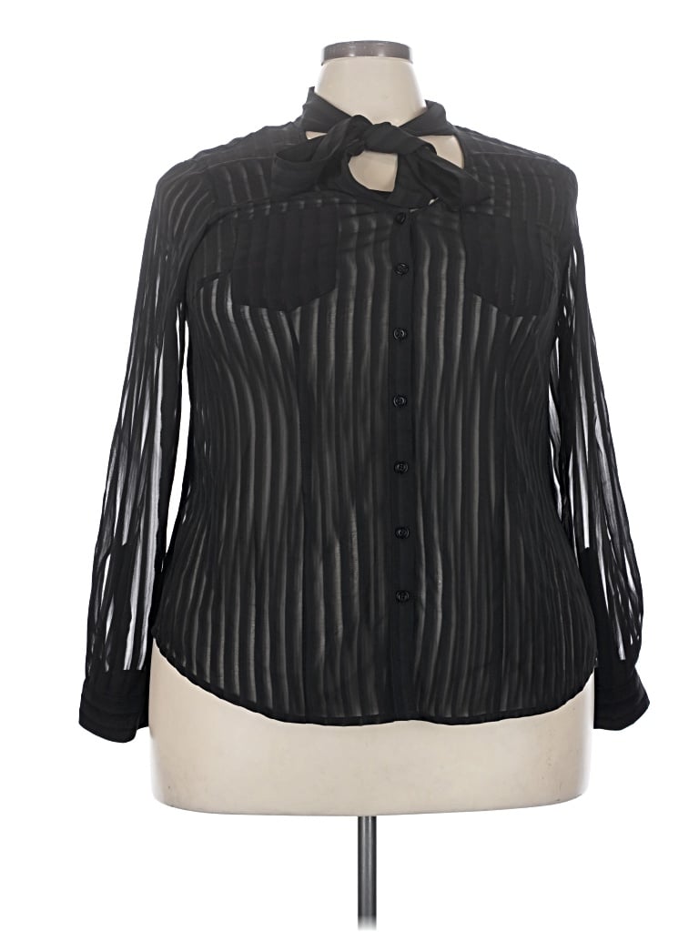 Pre-owned Torrid Long Sleeve Blouse In Black