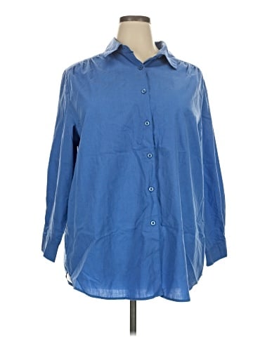 Roaman's 3/4 Sleeve Button-Down Shirt (view 1)
