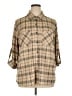 NY Collection Plaid Tan 3/4 Sleeve Blouse Size 1X - photo 1