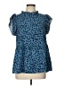 Angashion Blue Short Sleeve Blouse Size L - photo 1