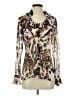Etcetera 100% Silk Animal Print Brown Long Sleeve Silk Top Size 4 - photo 1