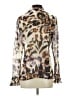 Etcetera 100% Silk Animal Print Brown Long Sleeve Silk Top Size 4 - photo 2
