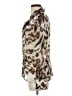 Etcetera 100% Silk Animal Print Brown Long Sleeve Silk Top Size 4 - photo 5