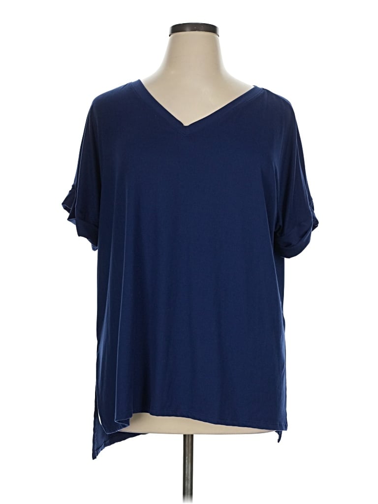 Pre-owned Zenana Short Sleeve T-shirt In Blue