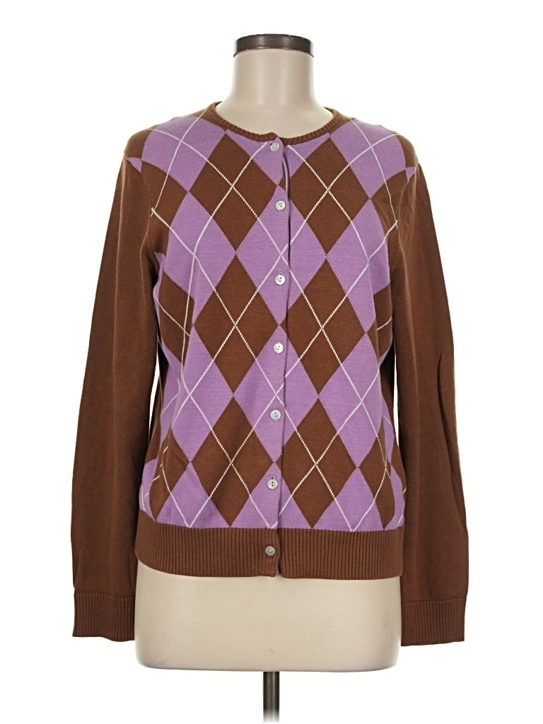 Pre-owned Lands' End Cardigan Sweater In Brown