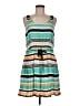 BCBGeneration 100% Polyester Stripes Teal Casual Dress Size M - photo 1