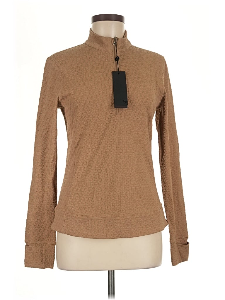 Pre-owned Greyson Long Sleeve Top Brown Turtleneck Tops