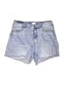 H&M Checkered-gingham Blue Denim Shorts Size 12 - photo 1