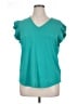 Adrianna Papell Teal Short Sleeve Top Size XL - photo 1