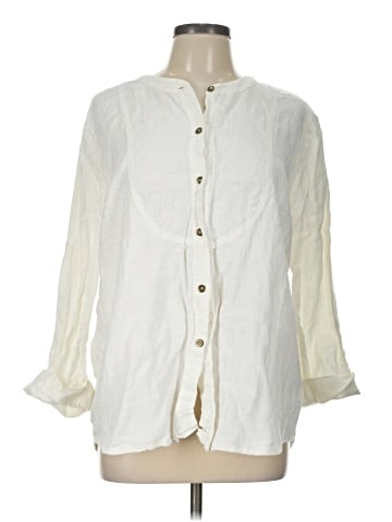 Hot Cotton 3/4 Sleeve Button-Down Shirt (view 1)