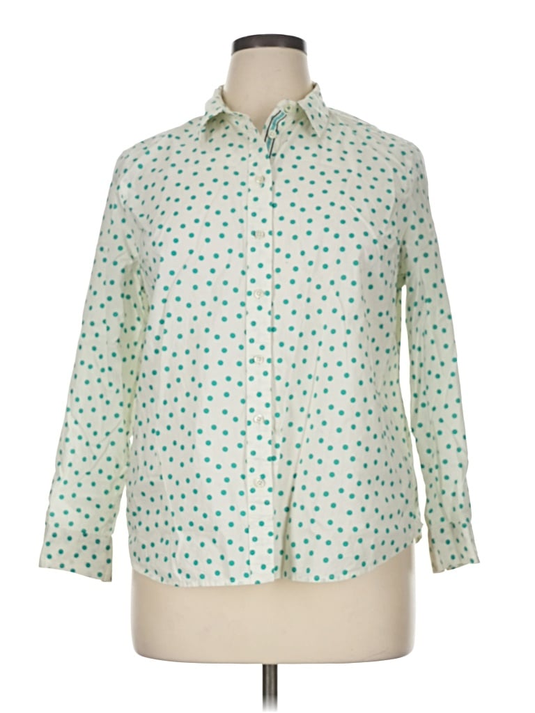 Pre-owned Talbots Long Sleeve Button Down Shirt In Green