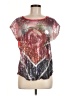 Bongo 100% Polyester Graphic Silver Short Sleeve Blouse Size M - photo 1