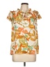 Rose + Olive 100% Polyester Orange Short Sleeve Blouse Size L - photo 1