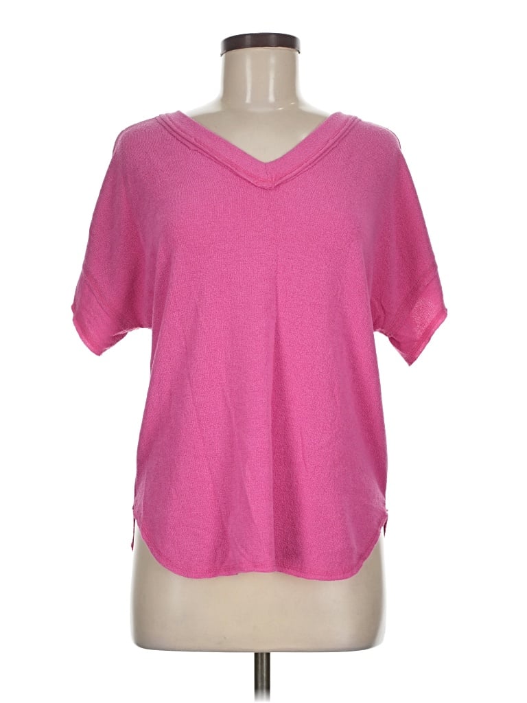 Pre-owned Six/fifty Short Sleeve Top Pink V-neck Tops