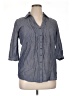 Northcrest 100% Cotton Gray 3/4 Sleeve Button-Down Shirt Size 14 - photo 1