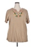 D&Co. 100% Cotton Tan Short Sleeve Blouse Size 2X - photo 1