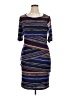 Connected Apparel Stripes Blue Casual Dress Size 14 - photo 1
