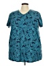 Roaman's Paisley Teal Short Sleeve T-Shirt Size 26 (2X) - photo 1