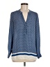 Rose + Olive 100% Polyester Polka Dots Blue Long Sleeve Blouse Size M - photo 1