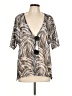 JM Collection Gray Short Sleeve Blouse Size L - photo 1