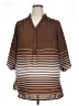 Denim 24/7 100% Polyester Stripes Brown 3/4 Sleeve Blouse Size 16 - photo 1