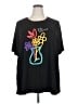 BLOOMCHIC Floral Black Short Sleeve T-Shirt Size 22 - photo 1