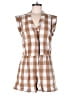 TWO by Whit 100% Cotton Checkered-gingham Brown Romper Size M - photo 1