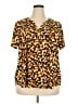 NY Collection Animal Print Gold Short Sleeve Blouse Size 2X - photo 1
