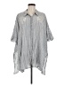 Maeve Stripes Silver 3/4 Sleeve Button-Down Shirt Size Med - Lg - photo 1