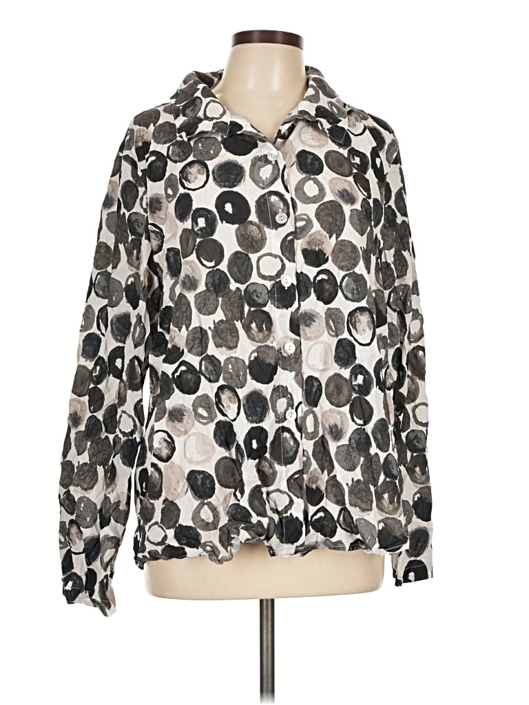 Pre-owned Liv Long Sleeve Blouse In Silver