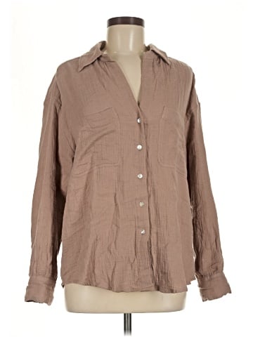 Topshop Long Sleeve Button-Down Shirt (view 1)